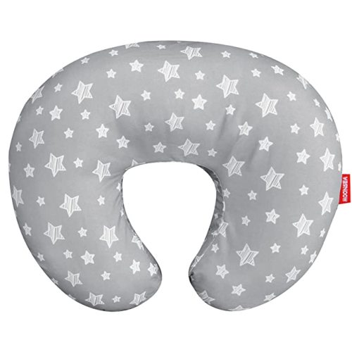 Nursing Pillow Cover for Baby Snug Fits Boppy Nursing Pillows, Super Soft, for Breastfeeding Moms, Grey Star