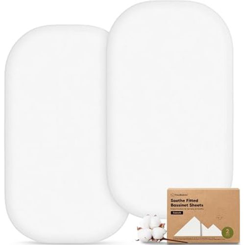 2pk Organic Bassinet Sheets, Compatible with Maxi Cosi (Soft White)