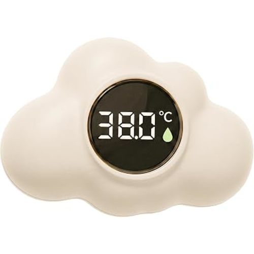 Bath Water Thermometer, Digital Baby Bath Thermometer, 3-Color Temperature Alert Floating Cloud Shape for Newborns, Beige