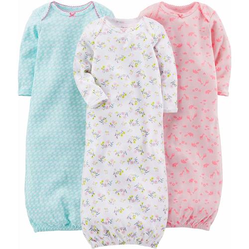 Baby Girls' 3-Pack Cotton Sleeper Gown