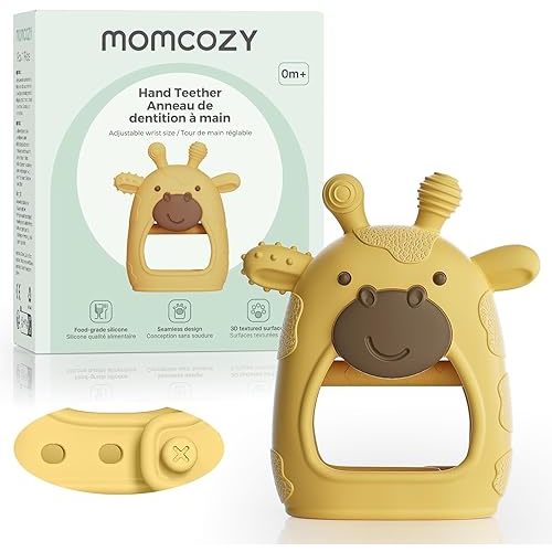 Momcozy Baby Teether Toys | Baby Teething Toys | Baby Teething Relief | Food Grade Silicone Teether Baby Toys | Baby Teether 0-6 Months | Teething Toy 6-12 Months | Baby Essential | Yellow