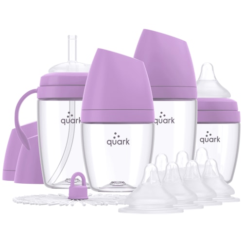 Quark BuubiBottle Hybrid Combo Feeding Baby Bottle Gift Set - BPA Free, 0m+, Purple