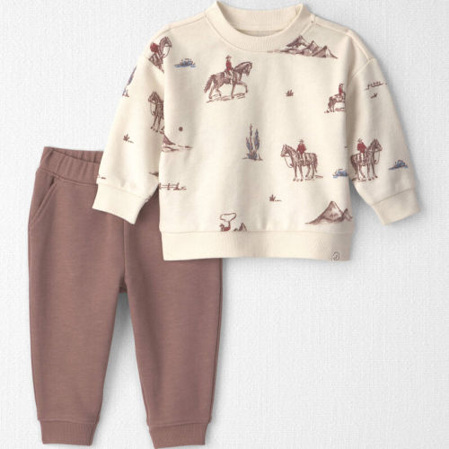 Baby 2-Piece Organic Cotton French Terry Pullover & Pant Set in Western Rodeo | Carter’s Oshkosh Canada