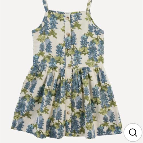 button sun dress | blue bonnets | organic cotton gauze