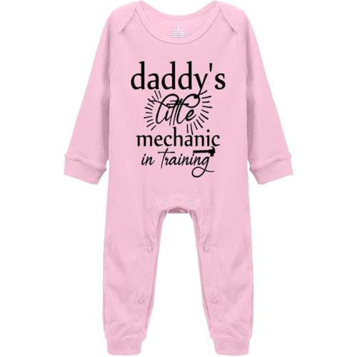 Daddy's Little Mechanic Baby Short Sleeve Onesie Pajamas Newborn Sleepers Girl and Boy Clothes