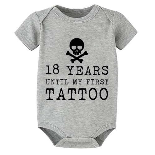 18 Years Until My First Tattoo Neutral Baby Bodysuit Short Sleeve Baby Girl Newborn Hospital Outfits White Baby Girl Outfits