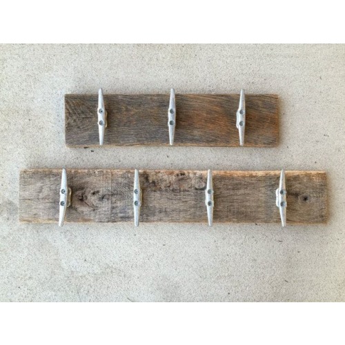 Rustic Barnwood Towel Rack: Boat Cleat Hooks, Farmhouse Decor