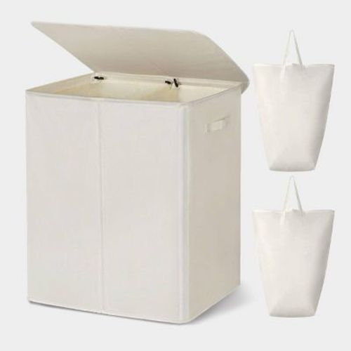 WOWLIVE 154L Laundry Hamper with Lid and 2 Removable Bags, Tall Collapsible Basket