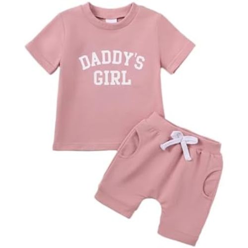 Yvowming Toddler Baby Girl Clothes Outfits,Summer Ruffle Ribbed Flower T Shirt Shorts Set Clothes for Girls
