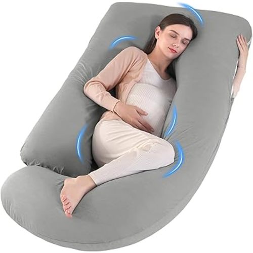 U-Shaped Pregnancy Pillow for Sleeping, Full Body Support for Back, HIPS & Belly -65 Inch Maternity Pillow with Machine Washable Cover | Maternity Essential