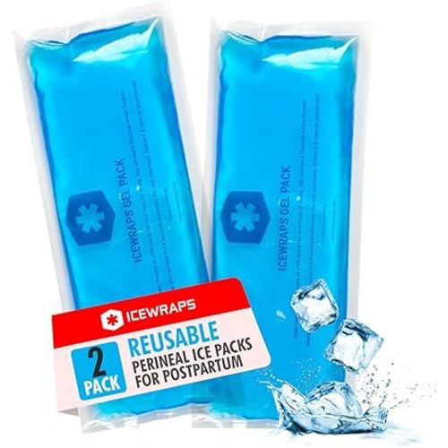 ICEWRAPS 4"x10" Reusable Perineal Ice Packs for Postpartum | Cooling Postpartum Ice Pack Pads | Pack of 2 Ice Pads Blue