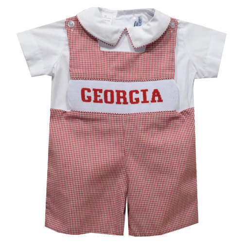 Georgia Smocked Red Gingham Jon Jon and Short Sleeve Shirt