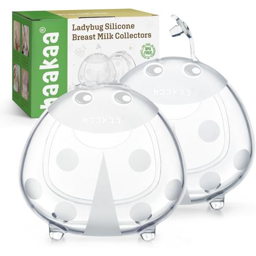 haakaa Ladybug Silicone Breast Milk Collector - Wearable Breast Shells Nursing Cups for Large Milk Supply, Reusable, Extra-Soft & Skin-Friendly (150ml, 2PCS)