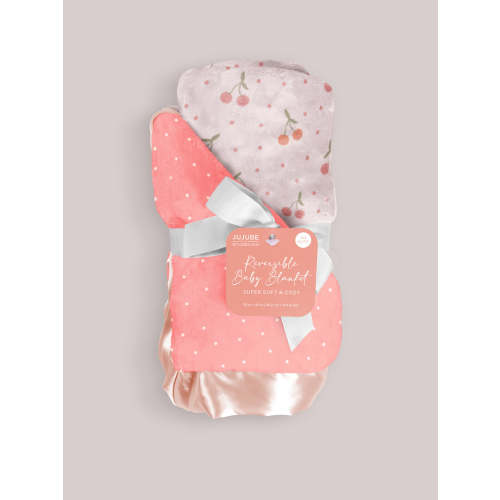 Ultra-Soft Thick Reversible Baby Blanket- Cherry Cute by Doodle By Meg