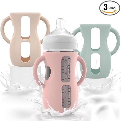 3PCS Philips Avent Glass Bottle Silicone Sleeves with Handles, Compatible with Philips Avent Glass Bottles 8 oz, Suitable for Avent Baby Bottles 8 oz, and Easy to Clean