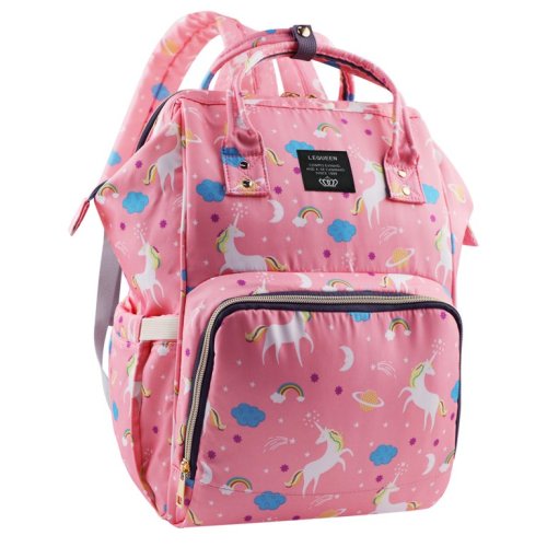 LEQUEEN Large Diaper Bag Backpack Multifunction Waterproof Travel Shoulder Nappy Bag Pink