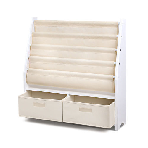 Keezi 4 Tiers Kids Wooden Bookshelf Toy Organiser - White
