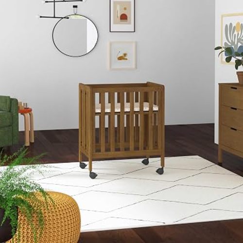 Carter's by Davinci Colby Grow 6-in-1 Convertible Bassinet to Crib in Walnut, Portable Design with Removable Wheels, Wooden Baby Bed w/Four Adjustable Heights | GREENGUARD Gold and FSC Certified