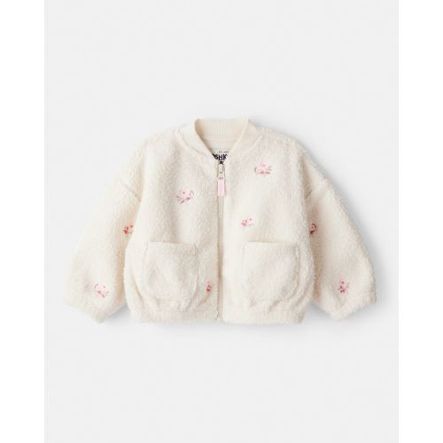 Baby Girl Floral Sherpa Bomber Jacket - Ivory - OshKosh B'gosh | Carter's