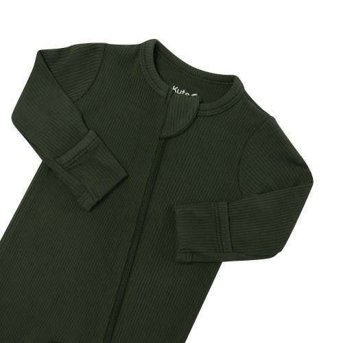 Ribbed Zipper Footie in Fir