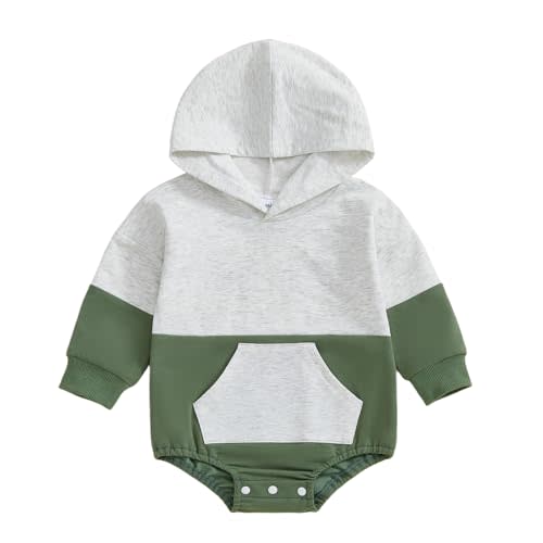 Thorn Tree Newborn Baby Boys Hooded Sweatshirt Long Sleeve Solid Romper Infant Baby Fall Winter Spring Outfits