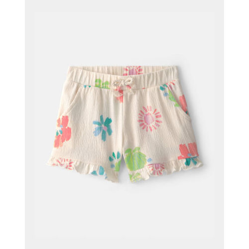 Toddler Girl Ruffle-Trim Summer Floral Shorts - Cream | Carter's