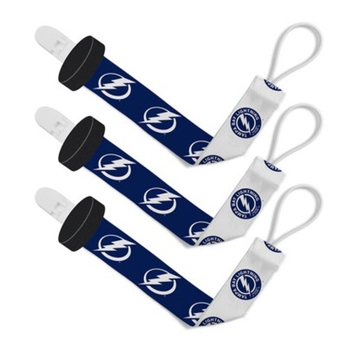 BabyFanatic Officially Licensed Unisex Baby Pacifier Clip 3-Pack NHL Tampa Bay Lightning.