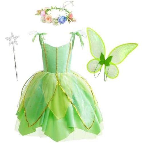 Dressy Daisy Green Fairy Costume Dress Set for Toddler Girls, Size 2T to 14