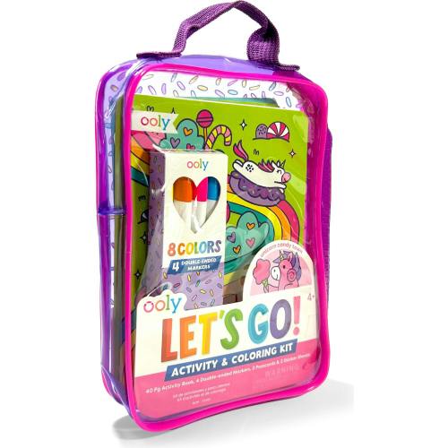 Let's Go! Activity & Coloring Kit - Unicorn Candy Town - Activity Book Markers Postcards Stickers