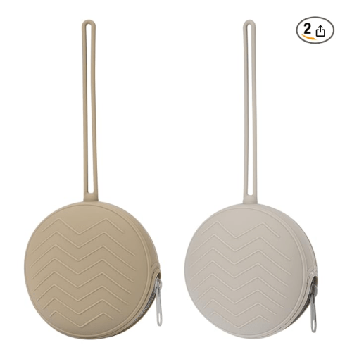 Pacifier Holder Case - BPA-Free Pacifier Holder Pouch for Baby Boys & Girls- Portable & Dishwasher Safe Soother Container for On-The-Go Use (Sand/Light Grey)