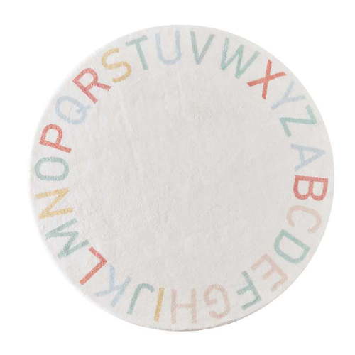 Rainbow Round Kids Play Rug Round Alphabet Area Rug Cartoon ABC Kids Carpet Crawling Cushion for Boys Girls, Non-Slip Kids Rugs for Classroom Nursery Room Kids Room Decor, Multicolor Letter 39.37Inch
