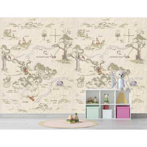 Winnie The Pooh Map Wallpaper, Kids Room Decor Wallpaper Peel And Stick