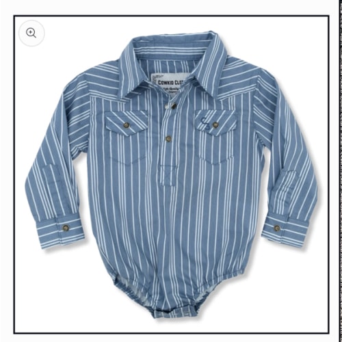 Vintage Blue Stripe Long Sleeve Pearl Snap Onesie – Cowkid Clothing Company