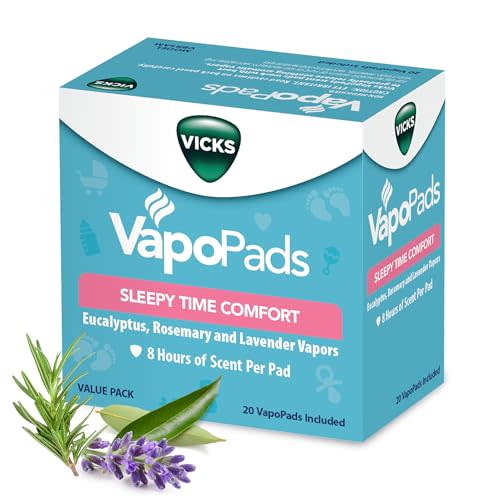 Vicks VapoPads Sleepy Time Comfort - Vapor Pads Refill Humidifiers and Steam Inhalers - Rosemary, Lavender, and Eucalyptus, 20-Pack, Box Color May Vary