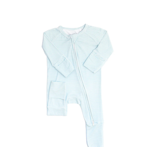 0-3M - Cool Blue Mini Stripe Onesie