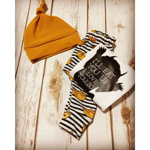 Wild One Baby Outfit: Monster Bodysuit, Crown Pants & Hat