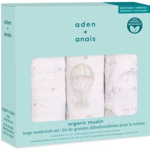 3-Pack Assorted Organic Cotton Muslin Washcloths