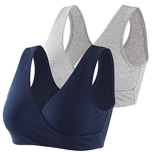 KUCI Maternity Nursing Bra Wireless Cotton Breastfeeding Bra for Sleep