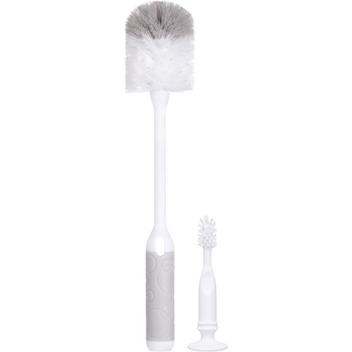 Ubbi Baby Bottle and Nipple Cleaning Brush Set, Nursing and Feeding Essentials, Gray