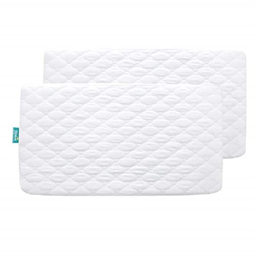 2 Pack Crib Mattress Protector Sheets Fitted Waterproof Crib Mattress Pad Cover, Noiseless & Machine Wash 100% Absorbent Crib/Toddler Mattress Protector Sheet Quilted, White, 52" x 28"
