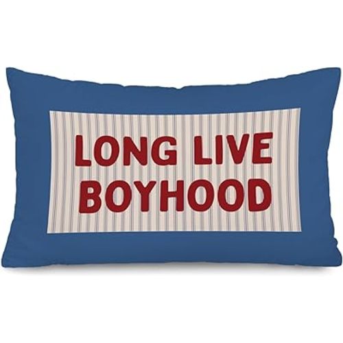 Long Live Boyhood 12x20 Pillow Cover Boy Room Decor，Vintage Boyhood Decorative Throw Pillow Covers Pillowcases Decorations for Boys Bedroom Toddler Decorations Teen Boy Room Kid
