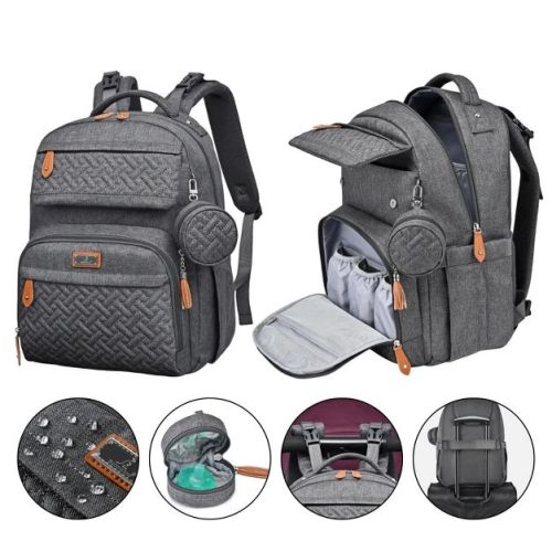 BabbleRoo Diaper Bag Backpack - Versatile Baby Bag, Baby Diaper Bag with Changing Pad & Accessories, Dark Gray, 1 pk