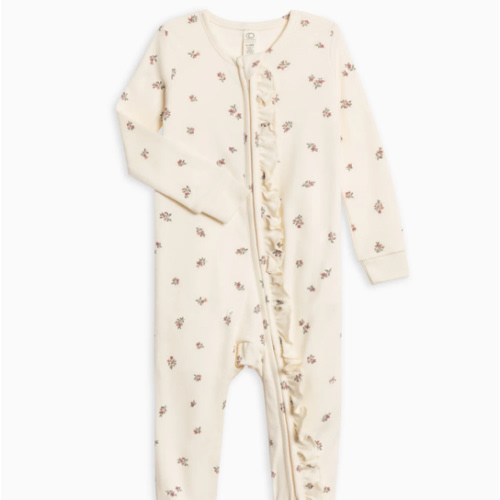Neve Ruffle Zipper Footie Organic Cotton
