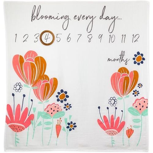 HonestBaby Milestone Blanket 100% Organic Cotton Flower Power One Size