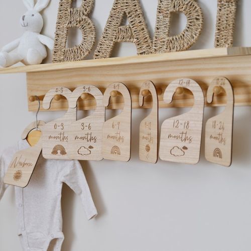 Wooden Baby Hangers, Baby Shower Gifts, Mum to Be Gift, Baby Clothing Hangers, Baby Clothing Dividers, New Baby Gift, Baby Shower Keepsake - Etsy