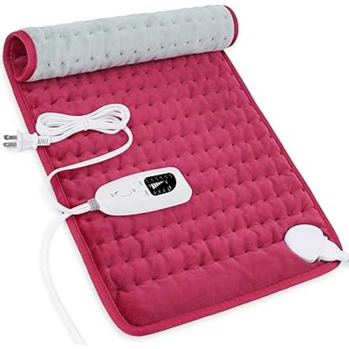 Deepsoon Heating Pad,Electric Heating Pads for Back,Neck,Abdomen,Moist Heating Pad for Shoulder,Knee,Arms,Legs,Dry/Moist Heat & Auto Shut Off,Christmas Gifts for Men and Women,Burgundy,24x12 Inch