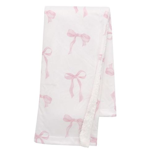 Lambs & Ivy Coquette Floral Pink Bows Aesthetic Warm Fleece Baby Blanket