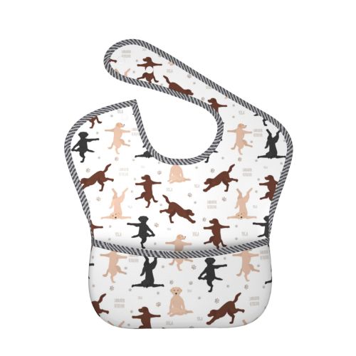 Hirioo Yoga Labrador Retriever for Baby Waterproof Pocket Bib Adjustable Closed for Babies Toddlers with Large Pocket 6-24Months