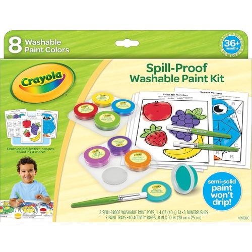 Crayola Spill Proof Paint Set (8ct), Washable Toddler Paint Kit