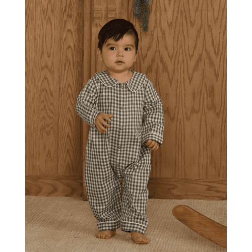 BABY PAJAMA ROMPER - 12-18m / evergreen gingham